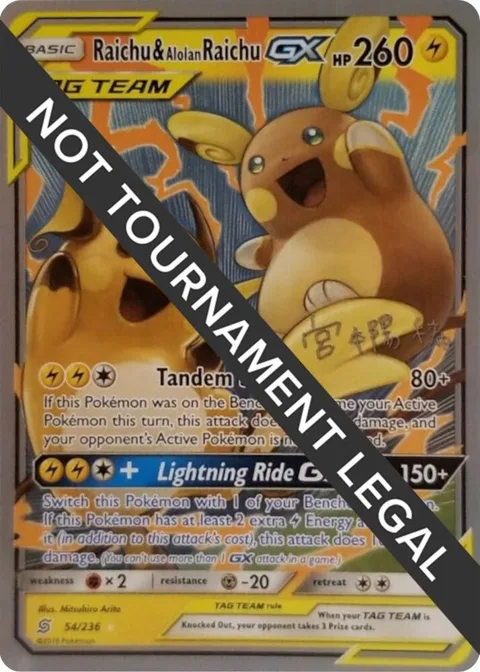 Raichu & Alolan Raichu GX - 2019 Haruki Miyamoto #54/236 Pokémon card from World Championship Decks