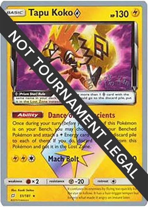 Tapu Koko Prism Star - 2019 Haruki Miyamoto #51/181 Pokémon card from World Championship Decks