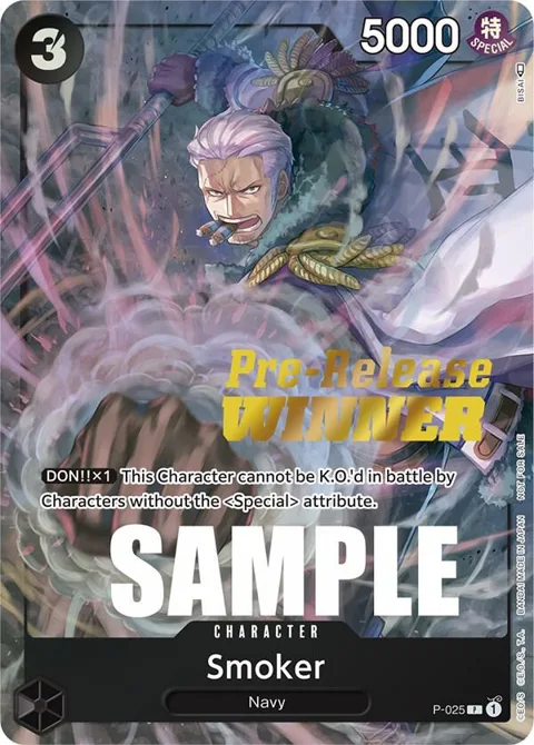 Smoker Pre-Release [Winner] P-025 One Piece card from One Piece Promotion Cards