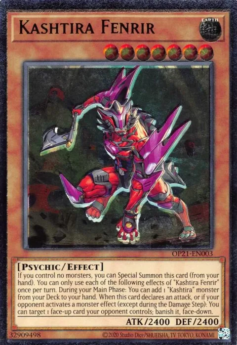 Kashtira Fenrir Ultimate Rare OP21-EN003 Yu-Gi-Oh card from OTS Tournament Pack 21