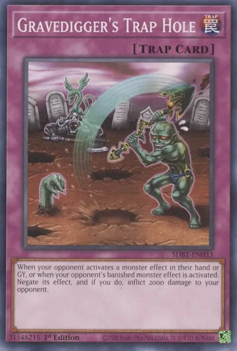 Gravedigger's Trap Hole SDBT-EN033 Yu-Gi-Oh card from Structure Deck: Beware of Traptrix
