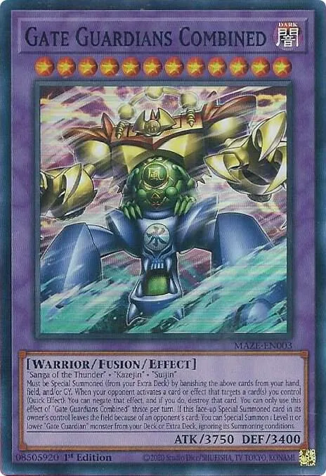 Gate Guardians Combined MAZE-EN003 Yu-Gi-Oh card from Maze of Memories