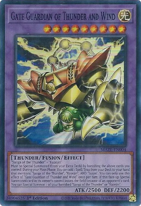 Gate Guardian of Thunder and Wind MAZE-EN004 Yu-Gi-Oh card from Maze of Memories