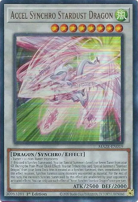Accel Synchro Stardust Dragon MAZE-EN019 Yu-Gi-Oh card from Maze of Memories
