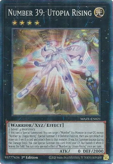 Number 39: Utopia Rising Collector's Rare MAZE-EN021 Yu-Gi-Oh card from Maze of Memories