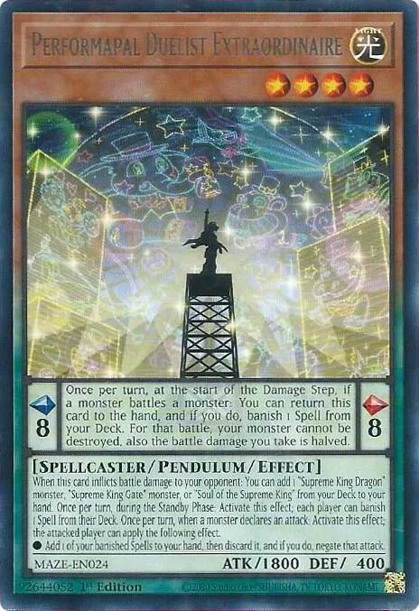 Performapal Duelist Extraordinaire MAZE-EN024 Yu-Gi-Oh card from Maze of Memories