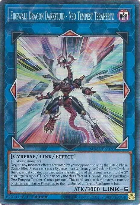 Firewall Dragon Darkfluid - Neo Tempest Terahertz Collector's Rare MAZE-EN028 Yu-Gi-Oh card from Maze of Memories