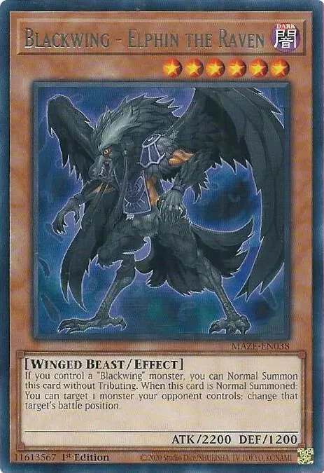 Blackwing - Elphin the Raven MAZE-EN038 Yu-Gi-Oh card from Maze of Memories