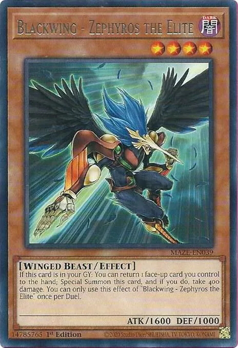 Blackwing - Zephyros the Elite MAZE-EN039 Yu-Gi-Oh card from Maze of Memories