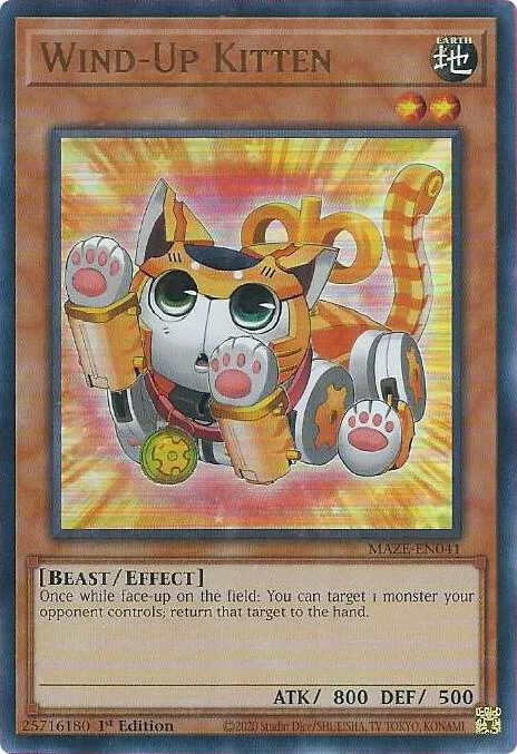 Wind-Up Kitten MAZE-EN041 Yu-Gi-Oh card from Maze of Memories