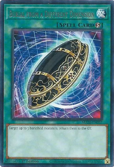 Burial from a Different Dimension MAZE-EN057 Yu-Gi-Oh card from Maze of Memories