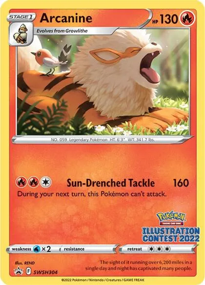 Arcanine Illustration Contest 2022 #SWSH304 Pokémon card from Sword & Shield Promo Cards