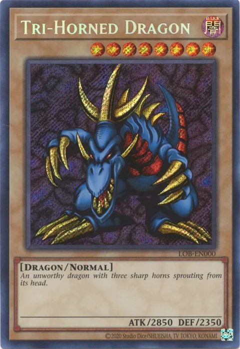Tri-Horned Dragon LOB-EN000 LOB-EN Unlimited Secret Rare Yu-Gi-Oh card from Legend of Blue Eyes White Dragon (25th Anniversary Edition)