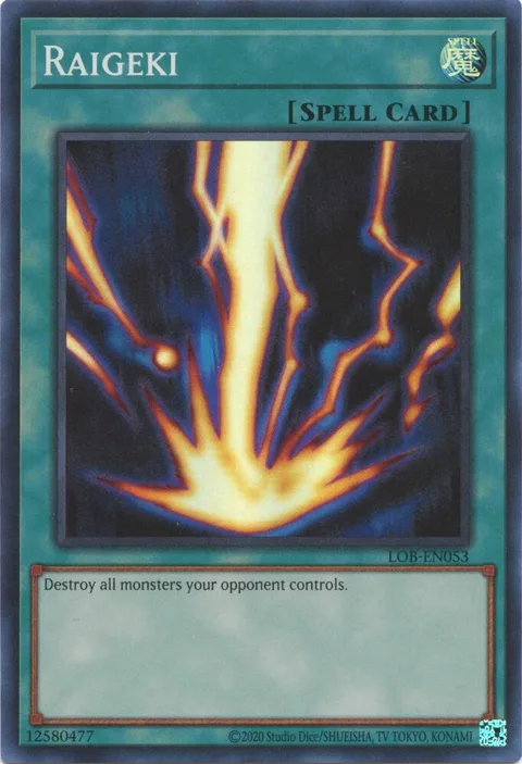 Raigeki LOB-EN053 LOB-EN Unlimited Super Rare Yu-Gi-Oh card from Legend of Blue Eyes White Dragon (25th Anniversary Edition)