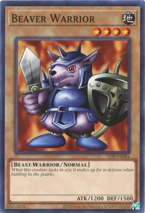 Beaver Warrior LOB-EN064 Yu-Gi-Oh card from Legend of Blue Eyes White Dragon (25th Anniversary Edition)