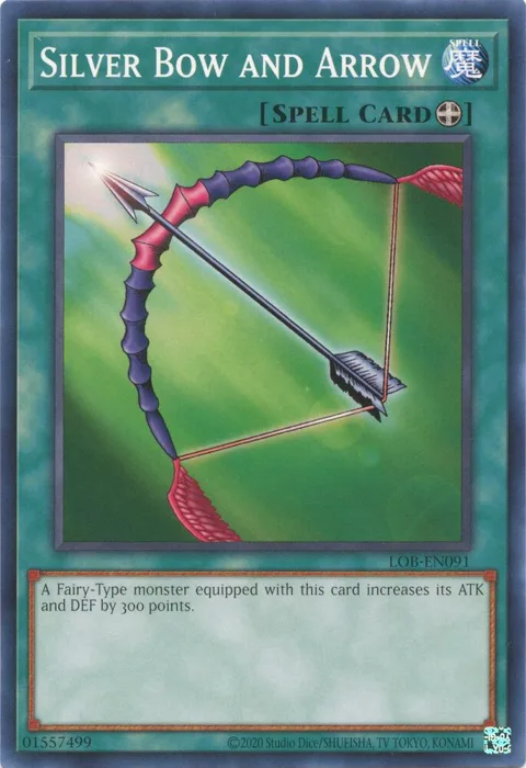 Silver Bow and Arrow LOB-EN091 Yu-Gi-Oh card from Legend of Blue Eyes White Dragon (25th Anniversary Edition)