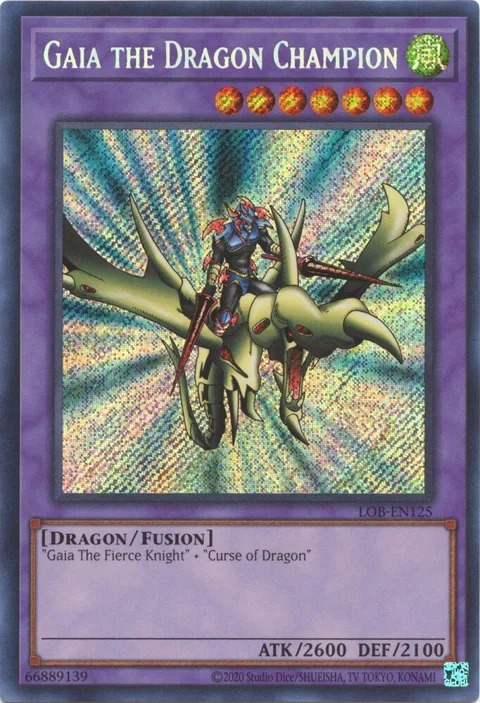 Gaia the Dragon Champion LOB-EN125 LOB-EN Unlimited Secret Rare Yu-Gi-Oh card from Legend of Blue Eyes White Dragon (25th Anniversary Edition)