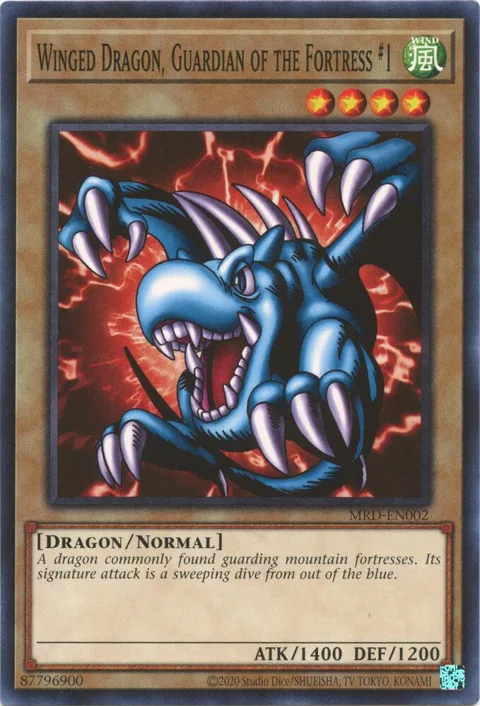 Winged Dragon, Guardian of the Fortress #1 MRD-EN002 Yu-Gi-Oh card from Metal Raiders (25th Anniversary Edition)