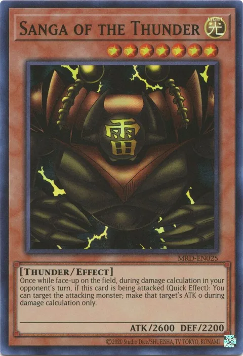Sanga of the Thunder MRD-EN025 MRD-EN Unlimited Super Rare Yu-Gi-Oh card from Metal Raiders (25th Anniversary Edition)