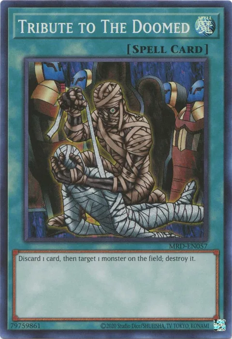 Tribute to The Doomed MRD-EN057 MRD-EN Unlimited Super Rare Yu-Gi-Oh card from Metal Raiders (25th Anniversary Edition)