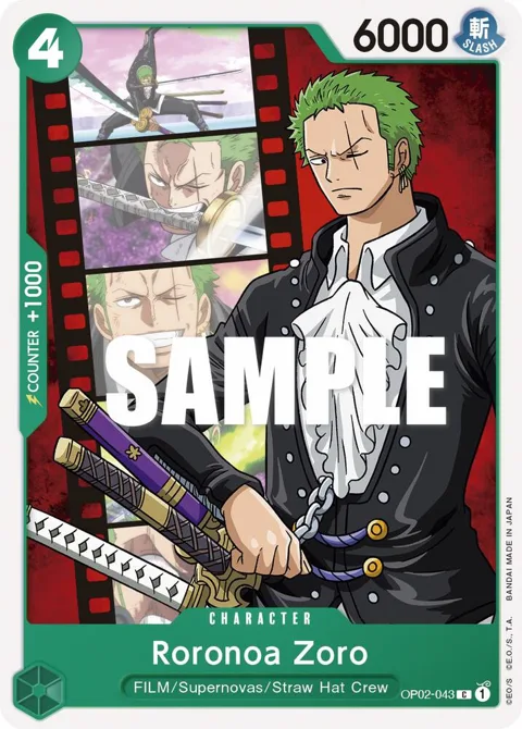 Roronoa Zoro OP02-043 One Piece card from Paramount War