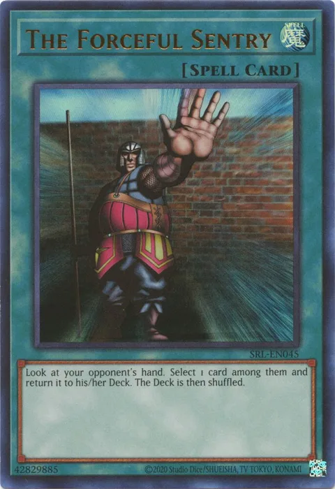 The Forceful Sentry SRL-EN045 SRL-EN Unlimited Ultra Rare Yu-Gi-Oh card from Spell Ruler (25th Anniversary Edition)
