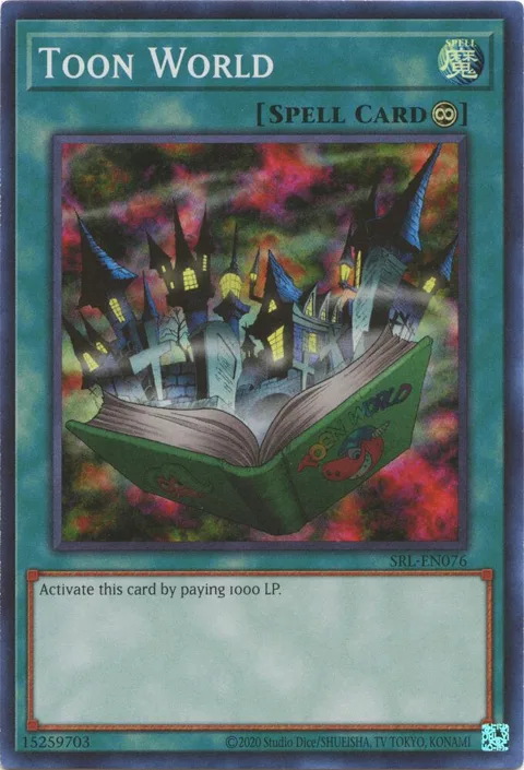 Toon World SRL-EN076 SRL-EN Unlimited Super Rare Yu-Gi-Oh card from Spell Ruler (25th Anniversary Edition)
