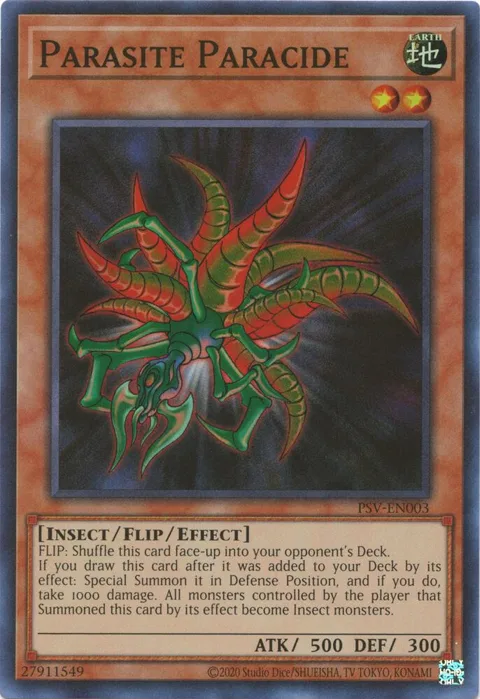 Parasite Paracide PSV-EN003 PSV-EN Unlimited Super Rare Yu-Gi-Oh card from Pharaoh's Servant (25th Anniversary Edition)