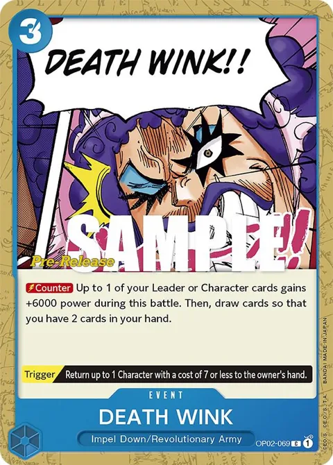 DEATH WINK OP02-069 Pre-Release One Piece card from Paramount War Pre-Release Cards