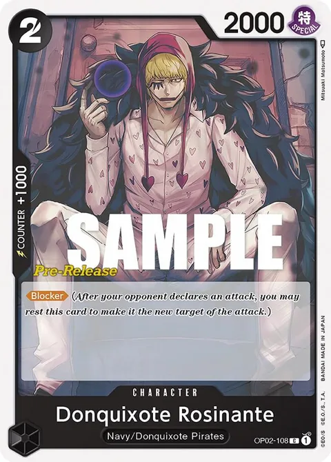 Donquixote Rosinante OP02-108 Pre-Release One Piece card from Paramount War Pre-Release Cards