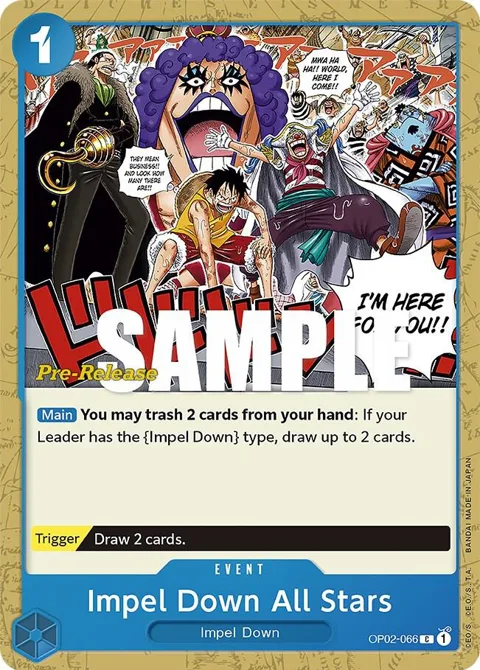 Impel Down All Stars OP02-066 Pre-Release One Piece card from Paramount War Pre-Release Cards