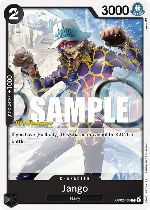 Jango OP02-100 Pre-Release One Piece card from Paramount War Pre-Release Cards