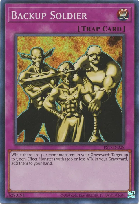 Backup Soldier PSV-EN028 PSV-EN Unlimited Super Rare Yu-Gi-Oh card from Pharaoh's Servant (25th Anniversary Edition)