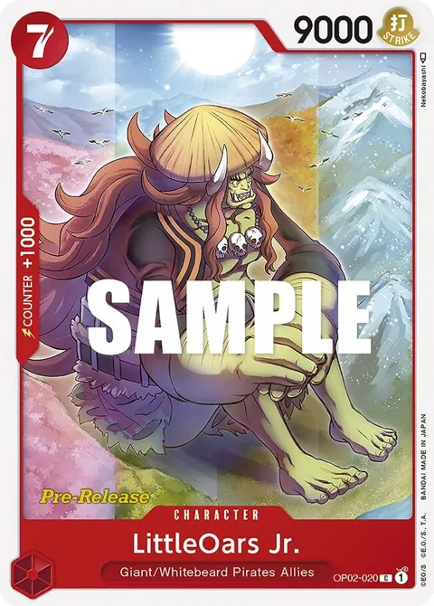 LittleOars Jr. OP02-020 Pre-Release One Piece card from Paramount War Pre-Release Cards