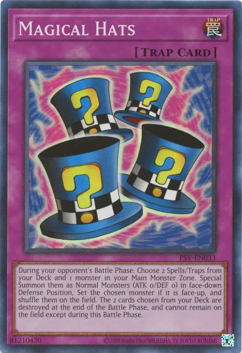 Magical Hats PSV-EN033 PSV-EN Unlimited Super Rare Yu-Gi-Oh card from Pharaoh's Servant (25th Anniversary Edition)