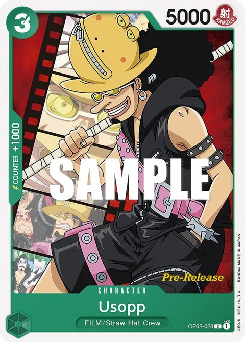 Usopp OP02-028 Pre-Release One Piece card from Paramount War Pre-Release Cards