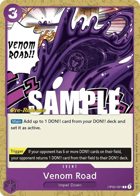 Venom Road OP02-091 Pre-Release One Piece card from Paramount War Pre-Release Cards