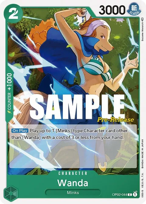 Wanda OP02-044 Pre-Release One Piece card from Paramount War Pre-Release Cards