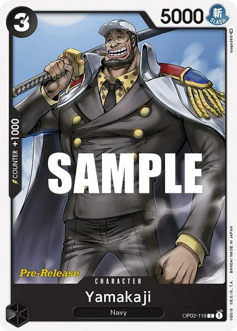 Yamakaji OP02-116 Pre-Release One Piece card from Paramount War Pre-Release Cards