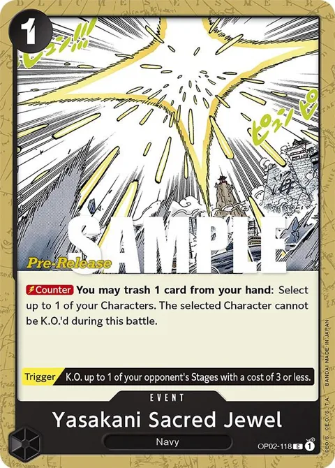 Yasakani Sacred Jewel OP02-118 Pre-Release One Piece card from Paramount War Pre-Release Cards