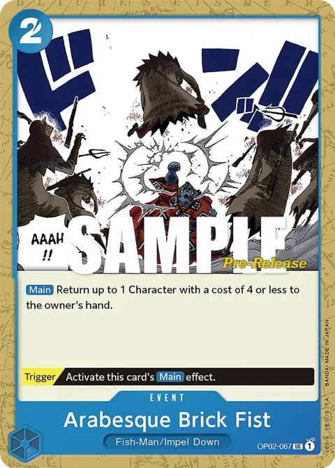 Arabesque Brick Fist OP02-067 Pre-Release One Piece card from Paramount War Pre-Release Cards