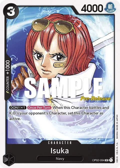 Isuka OP02-094 Pre-Release One Piece card from Paramount War Pre-Release Cards