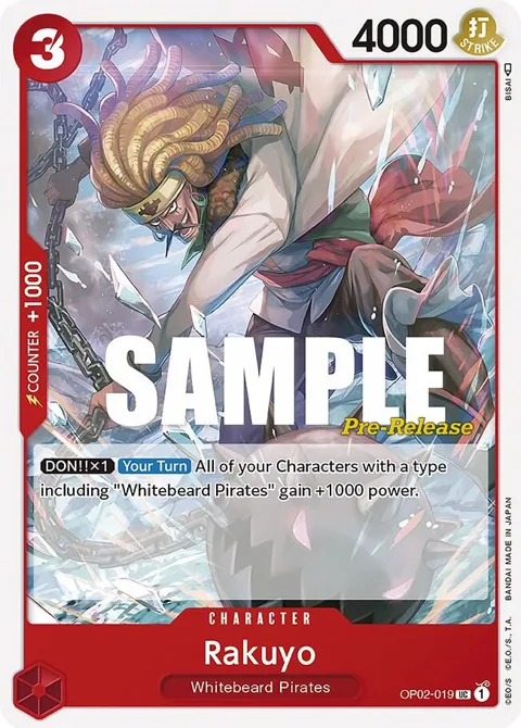 Rakuyo OP02-019 Pre-Release One Piece card from Paramount War Pre-Release Cards