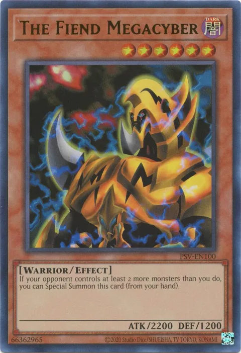 The Fiend Megacyber PSV-EN100 PSV-EN Unlimited Ultra Rare Yu-Gi-Oh card from Pharaoh's Servant (25th Anniversary Edition)