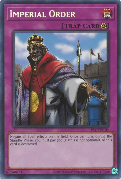 Imperial Order PSV-EN104 PSV-EN Unlimited Secret Rare Yu-Gi-Oh card from Pharaoh's Servant (25th Anniversary Edition)