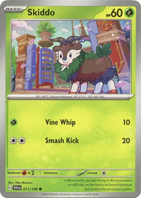 Skiddo #011/198 Pokémon card from Scarlet & Violet Base Set