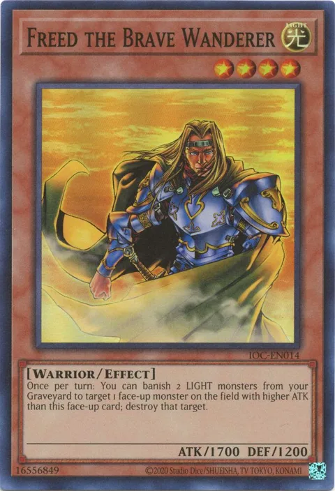 Freed the Brave Wanderer IOC-EN014 IOC-EN Unlimited Super Rare Yu-Gi-Oh card from Invasion of Chaos (25th Anniversary Edition)