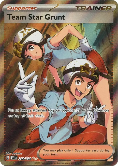 Team Star Grunt #242/198 Holofoil Pokémon card from Scarlet & Violet Base Set
