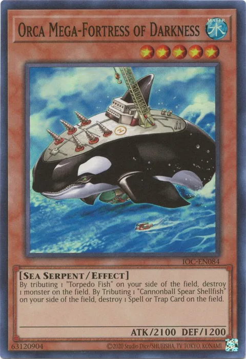 Orca Mega-Fortress of Darkness IOC-EN084 IOC-EN Unlimited Super Rare Yu-Gi-Oh card from Invasion of Chaos (25th Anniversary Edition)