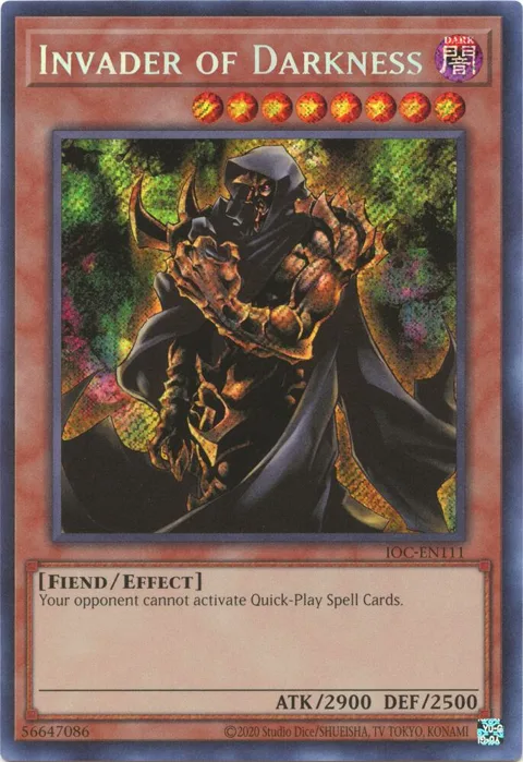 Invader of Darkness IOC-EN111 IOC-EN Unlimited Secret Rare Yu-Gi-Oh card from Invasion of Chaos (25th Anniversary Edition)